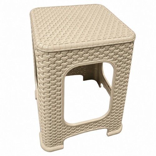 Plastic rattan effect stool - plastic,
