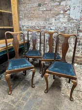 Vintage Antique Dining Chairs Queen Anne Feet Set Of Four 
