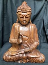 Beautiful Large Wooden Hand Carved Buddha 300mm High Perfect Gift Buddhism 