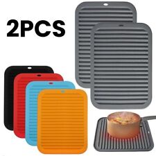 2pcs Heat Resistant Silicone Pad Mat Pan Hot Pot Holder Non-slip Kitchen Trivet