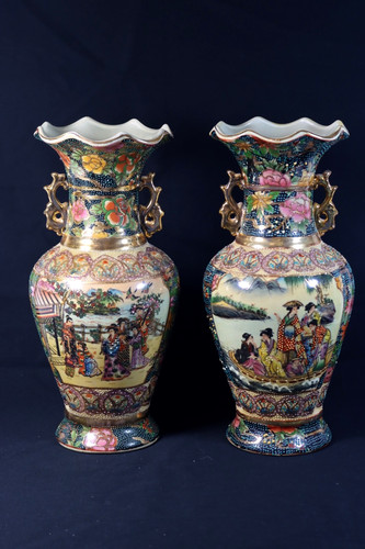 Japanese satsuma vases - 2,