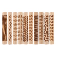  10 Pcs Textured Mud Press Rod Clay Roller Pottery Rolling Pin for Stick