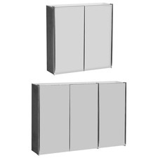 Mirrored Bathroom Cabinet 2 3 Door Wall Mounted Storage Cupboard Stainless Steel