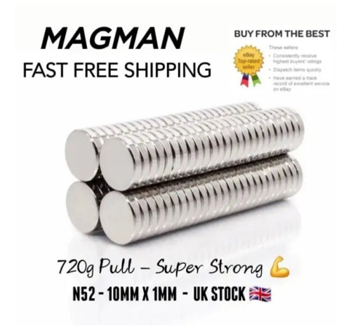 10mm 1mm n52 - neodymium, disc