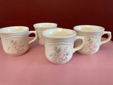 LOT OF 4 Pfaltzgraff Tea Rose Coffee Mugs Cups USA Made