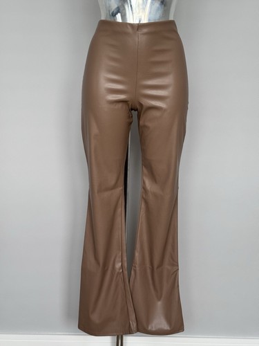 Brown faux leather look - faux, flare