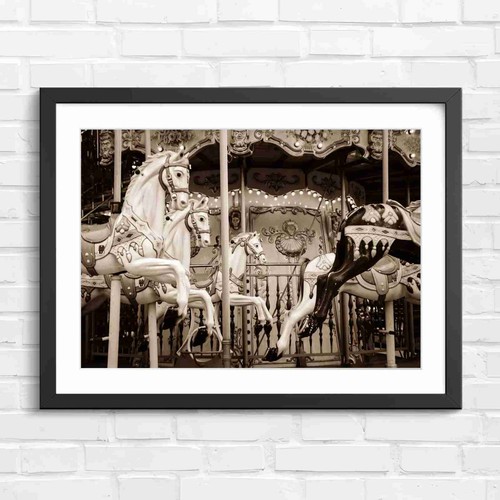 Vintage carousel horse - horse, night