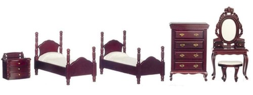Dolls house mahogany bedroom - dolls,