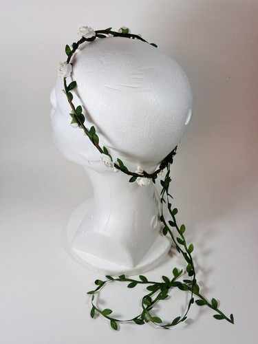 White rose flower crown - white,