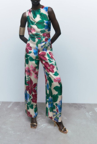 Zara long floral jumpsuit - long,