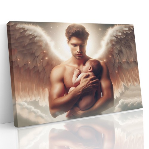 Angel holding baby his arms - in,