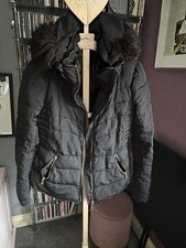 Gorgeous Zara Women’s Black Down Padded Jacket Detachable Hood Size M