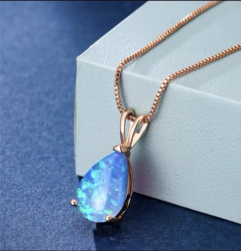 9ct rose gold blue opal - 9ct, gf