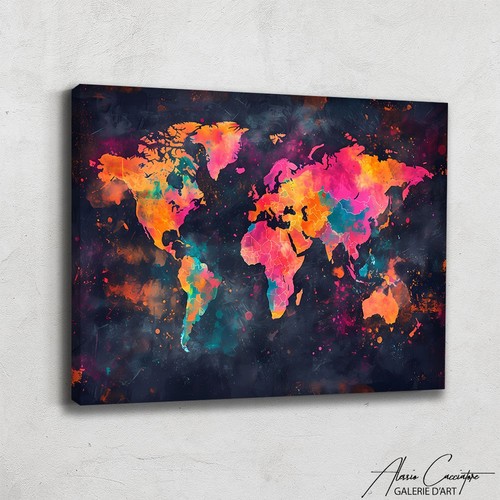 World map wall art canvas - map,