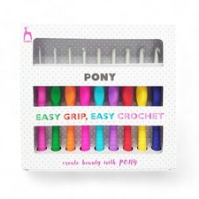 CROCHET HOOKS Set Pony Aluminium Soft Coloured Easy Grip Handle 2mm-6mm Pack