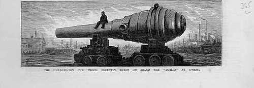 Old antique print 100 ton - ton, gun