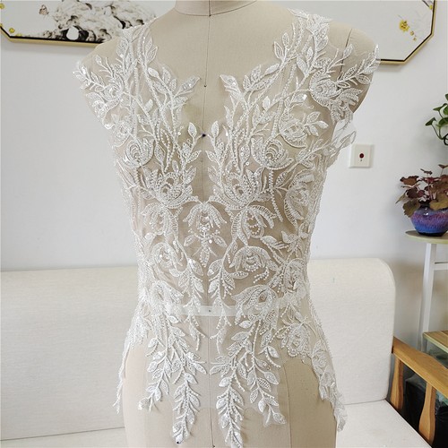 Ivory full beaded - ivory, leaves