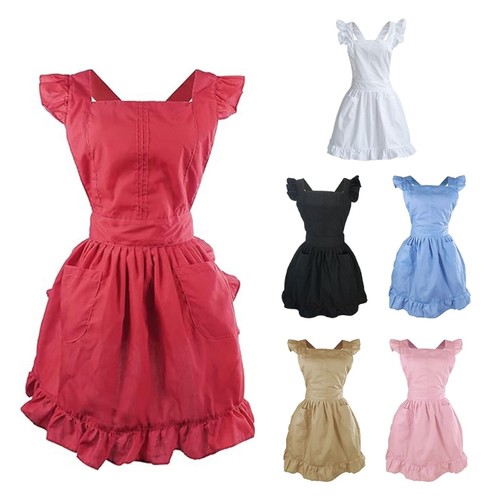 Ruffled maid apron cotton - maid,