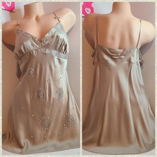 Rare VTG Victoria's Secret 100% Silk Beaded Babydoll & Panty Set Size XL