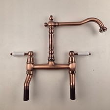 Tre Mercati Venice Bridge Sink Traditional Kitchen Mixer Tap Copper Dual Lever
