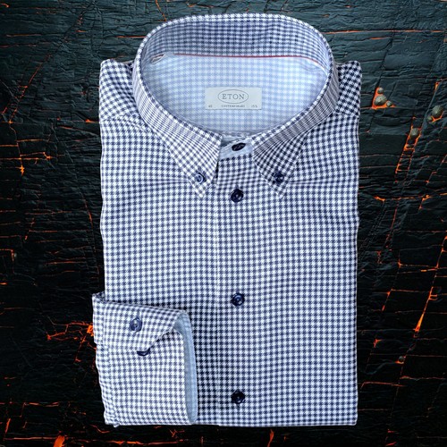 Eton shirt navy white - eton, 15.75