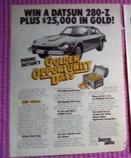 1976 Datsun 280-Z PRINT AD Golden Opportunity Days Sweepstakes