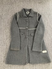 Odd Molly Gray Crochet Long Coat Cardigan Jacket Size 1 Boho Handmade Style