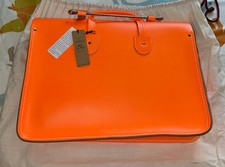 The Cambridge Satchel The Music Case / Shoulder Bag in Neon Orange Leather 