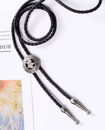Black bolo tie - black, silver