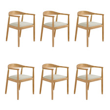 Set of 6 Brass Detail Oak Carver Dining Chairs - Anders BUN/AND013/98168