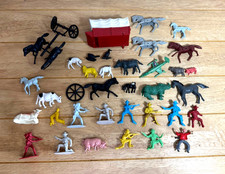 Vintage Plastic Toy Figures Bundle Job Lot Cowboys, Horses, Animals & Much More