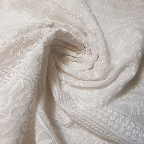 White 100 cotton - white, broderie