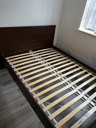 Ikea double wooden bed frame - bed,
