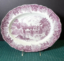 J. & G. Meakin ~ Ightham Mote Purple Transferware ~ Romantic England 12” Platter