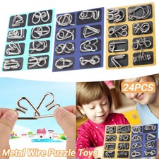 Set of 24PCS Metal Wire Puzzle Toys IQ Test Puzzle Unlock Toys Brain Teasers