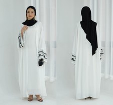 Eid Fashion Women Cardigan Robe Muslim Embroidery Loose Abaya Islam Clothing