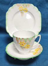 Melba Bone China Tea Trio's, Cup Saucer & Square Tea Plate Floral  Pattern 5117