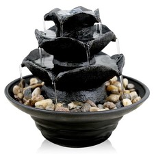Water Feature Indoor Tabletop LED Fountain Waterfall Home Decor (Waterfall)