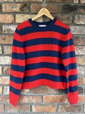 Bella Freud Striped Red Navy Wool Jumper Size Small