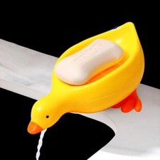 Yellow Duck Shape Soap Box Cartoon Soap Dish Drainable Soap Holder Soap Storage