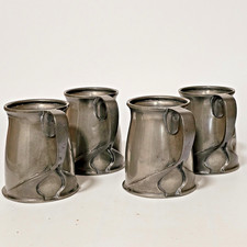 Set of 4 x Tudric for Liberty Pewter Tankards Designed by Oliver Baker 1902