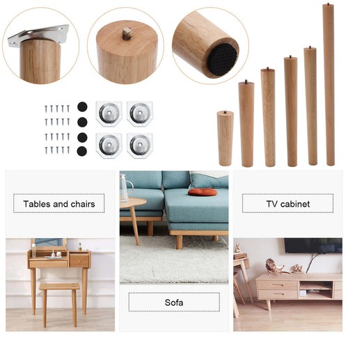 4pc oak wooden furniture legs - 4pc,