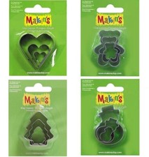 Makin's Metal Cookie Cutters 3pcs Polymer Clay Craft Snowman Heart Bear Tree NEW