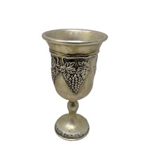 8 Vintage Fluted Brass Silver Plated Blessing Kiddush Cups Chalice Wine Goblet