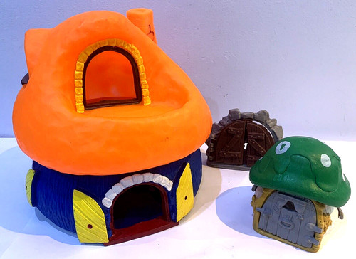 Vintage smurf houses large - vintage,