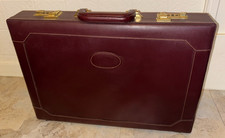 Vintage Burgundy Leather Presto Briefcase 3 Digit Combo Lock Works VGUC Brass