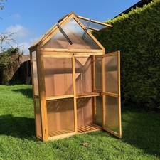 Wooden Polycarbonate Apex Growhouse Cold Frame Mini Greenhouse (160cm x 100cm)
