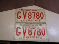1966 Pair IL License Plates