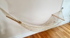 Retro Hammock Cotton Rope Wooden Bar Swing Chair Camping Garden Boho Beach