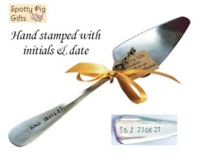 Personalised Initials & Date Wedding Celebration Cake Slice Server Knife Cutlery